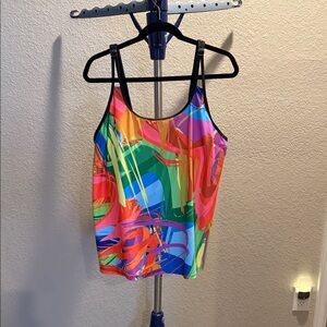 Vibrant Multicolor Women's Swim Tankini Top. Size 2XL